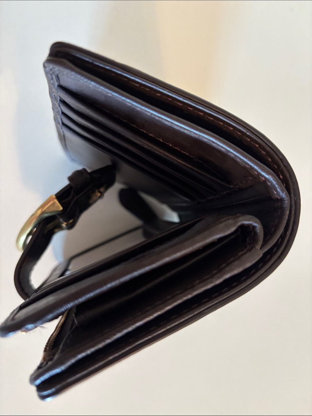 Coach Dark Brown Leather Wallet with Gold Buckle - Picture 6 of 8